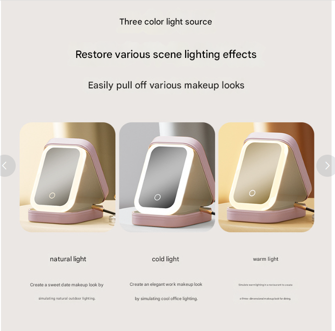 Cosmetic Storage Box With Light Mirror